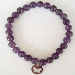 bracelet améthyste pierres boules 6 mm