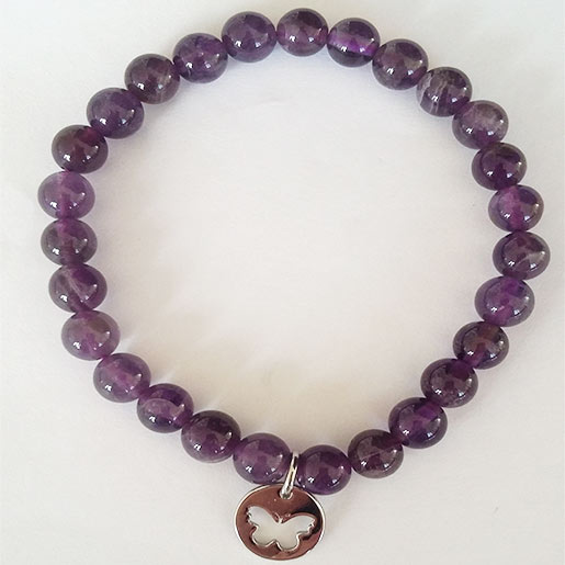 bracelet améthyste pierres boules 6 mm