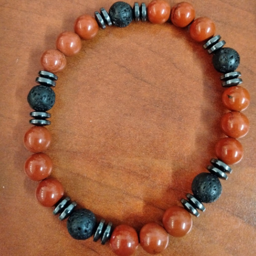 Bracelet pour hommes jaspe rouge