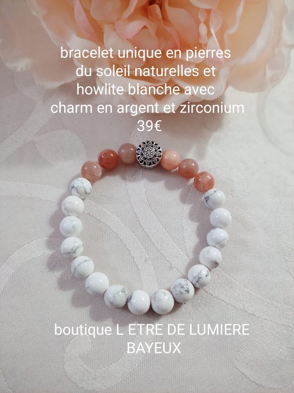 Bracelet howlite et pierre du soleil