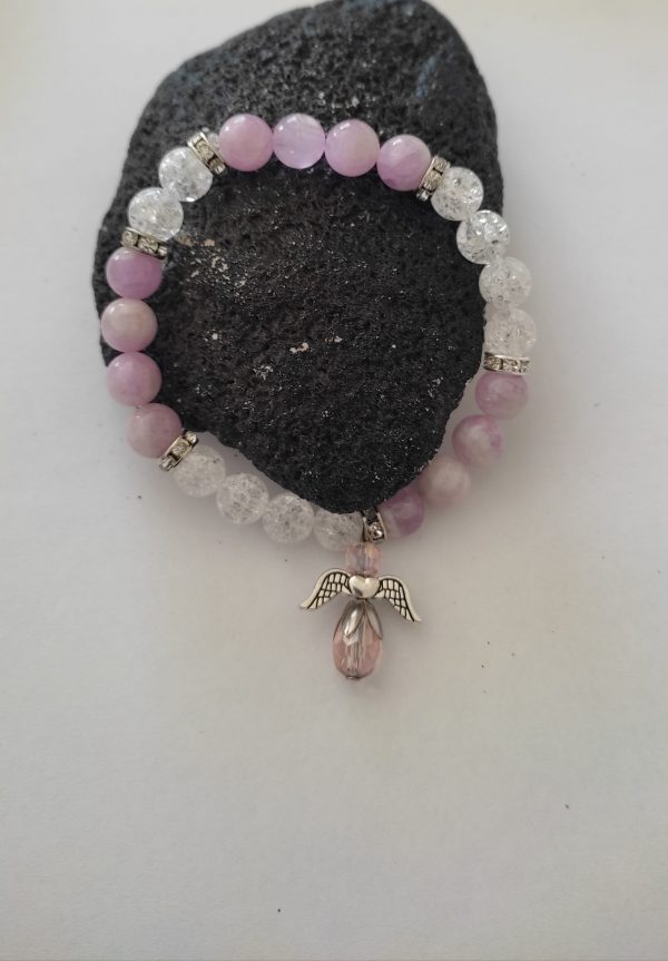 bracelet en kunsite et cristal bracelet en kunsite et cristal