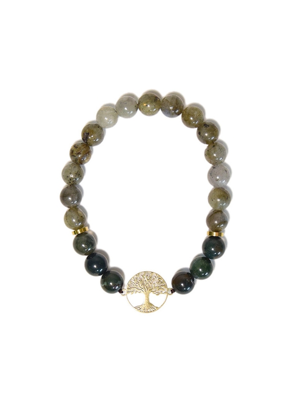 Bracelet agate mousse et labradorite