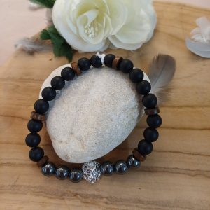 Bracelet Obsidienne noire Hématite Bracelet Obsidienne noire Hématite