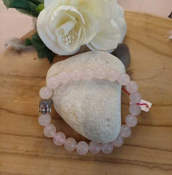 Bracelet quartz rose charm Bouddha