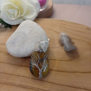 Pendentif Oeil de tigre Arbre de vie (2) Pendentif Oeil de tigre Arbre de vie