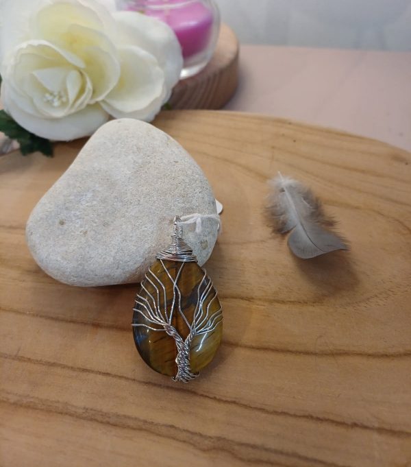 Pendentif Oeil de tigre Arbre de vie (2) Pendentif Oeil de tigre Arbre de vie