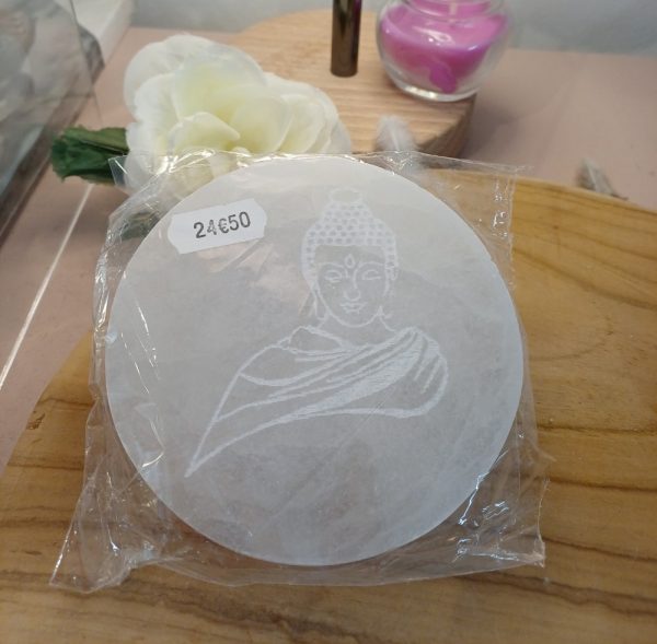 Plaque en sélénite bouddha