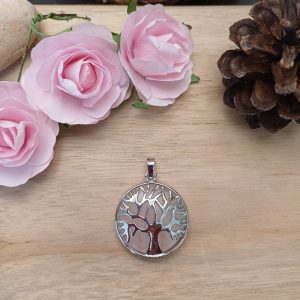 Pendentif Quartz rose Arbre de vie