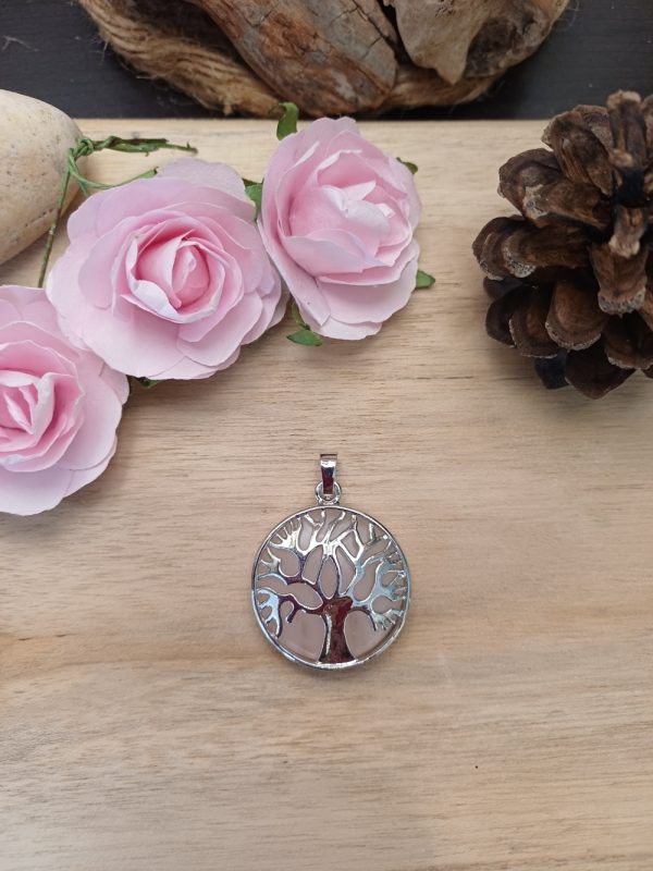 Pendentif Quartz rose Arbre de vie