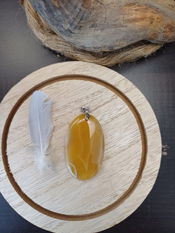 Pendentif Agate du Botswana Jaune