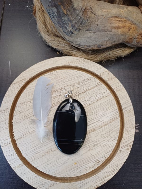 Pendentif agate noire