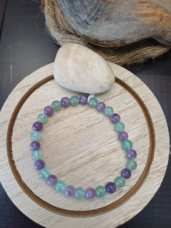Bracelet aventurine verte et lépidolite